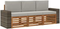 vidaXL - Bank loungeset - 4 zitplekken - Massief acaciahout - Natuurlijk en lichtgrijs
