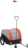 vidaXL Fietstrailer 45 kg IJzer Zwart en Oranje