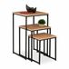 Relaxdays bijzettafel set van 3, industrieel, vierkant, metaal, lichtbruin/zwart