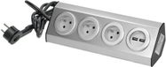 Virone FS-4, 1,5 m, Intérieur, Type E, Acier inoxydable, 3 prises CA, Stainless steel
