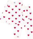Petit Bateau Kinderpyjama van molton met hartjesprint Meisjes Pyjamaset - Maat 152