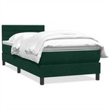 vidaXL Boxspring met matras fluweel donkergroen 80x220 cm
