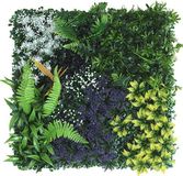 OEM Kunstmatige wandpanelen met een rijke groene kleur - met verschillende bladeren - vormgesneden - bieden privacy - met een basis van groen doek (afmetingen: 50 x 50 cm)