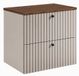 3xE living Meuble de salle de bain Suspendu sous lavabo 60 cm, 2 tiroirs, Cachemire + Plan de toilette Chêne Noyer, Poignées noires, 60 x 44,4 x 58,6 cm