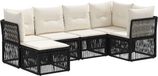 vidaXL - Tuinbank - Set - 6 - st - Zwart - poly - rattan