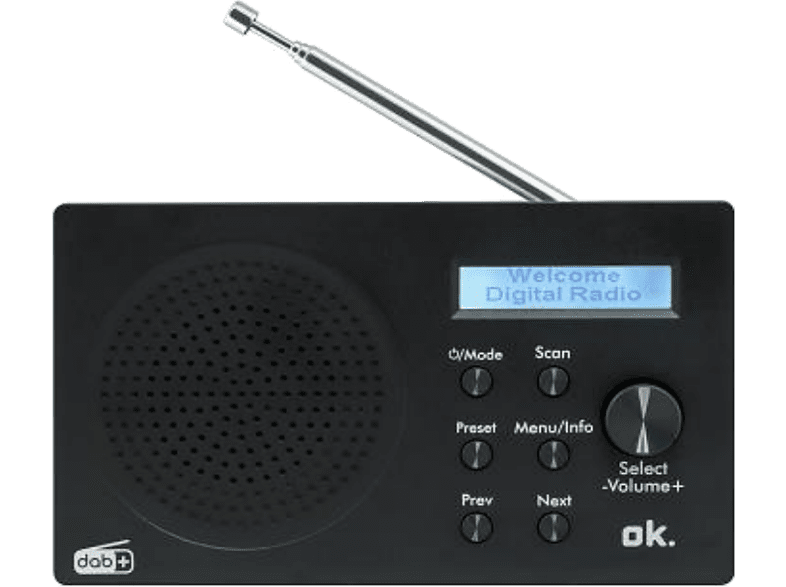 ok. draagbare radio bluetooth dab+ zwart