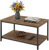 Merkloos Relaxdays Salontafel met opbergruimte - 42x80x50 cm - donkerbruin