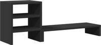 vidaXL - Monitorstandaard met bureau-organizer, bewerkt hout, zwart