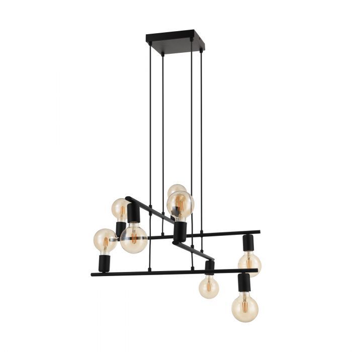 EGLO Mezzana - Black Hanging Ceiling Light - E27 - 8 Lights