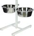 Kerbl Voerstang inclusief roestvrijstalen bakjes, traploos verstelbare hondenvoerbak, 2 x 1800 ml, hoogte 43 cm, wit