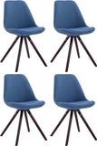 CLP Toulouse Set van 4 stoelen - Rond - Stof blauw cappuccino