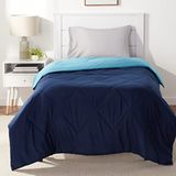 Amazon Basics Omkeerbaar Dekbed Zonder Hoes, 1-Persoons 135x200 cm, Donkerblauw/Lichtblauw