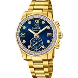 Jaguar J983/3 Polshorloge Dames Goudkleurig Staal Blauw Saffierglas