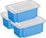 Sunware 3x opslagbox kunststof 7 liter blauw 38 x 21 x 14 cm