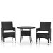 vidaXL Ensemble de jardin 3 pièces Poly rotin Noir