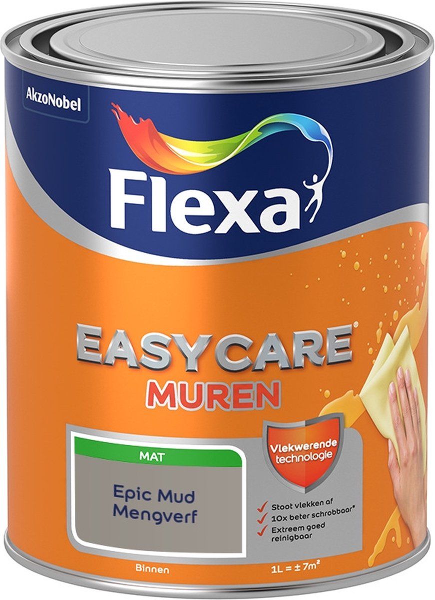 FLEXA Easycare Muurverf - Mat - Epic Mud - 1 liter
