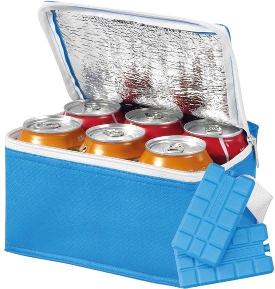 Shoppartners Kleine blauwe koeltas met 2x koelelementen set - 8719538534650