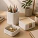 Esthetische bureau-organizer, set van 3 voor op kantoor, stevige betonnen bureauaccessoires voor dames of heren, verfraaien elk kantoordecor - set inclusief penhouder, paperclipbakje en memohouder