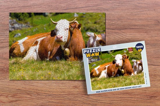 MuchoWow Puzzel Koeien - Bloemen - Alpen - Legpuzzel - Puzzel 1000 stukjes volwassenen