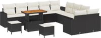 vidaXL Tuinbank Set Zwart Poly Rattan