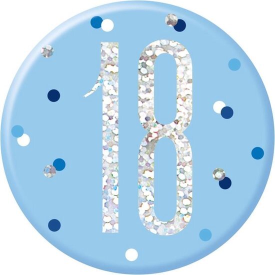 - Button 18 Jaar Blauw 7cm