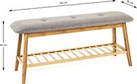 HAKU Schoenenbank met gestoffeerd zitvlak - Bamboehouten design - Grijs - Hout; Textiel