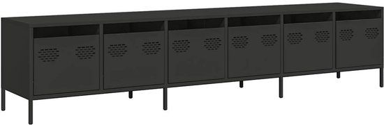 vidaXL Tv-meubel 202x39x43,5 cm koudgewalst staal zwart