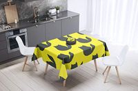 Bonamaison Tafelkleed, Anti-Mold, Sneldrogend, Waterdicht, 100% Polyester Tafellaken, Neon Geel, Rook, 140 x 140 Cm