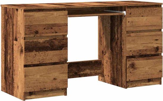 vidaXL Schrijftafel 140x50x77 cm bewerkt hout oud houtkleurig