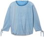 Tom Tailor Denim Loose Fit T-shirt met lange mouwen en gerimpelde mouwen - Maat M - small mid blue white stripe