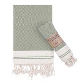 Evelynen Turkse handdoeken | 100% katoenen handdoeken voor badkamer, 40,6 x 101,6 cm, handdoekset van 2 | Decoratieve keukenhanddoeken, voorgewassen Turkse handdoek voor hand, gezicht, haar,
