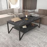 Hanah Home Moderne zwarte koffietafel, 120 x 60 x 45,8 cm