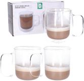 Merkloos Koffieglazen - 6x - dubbelwandig - 400 ml - theeglazen - hittebestendig