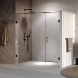 Brauer Void - Nisdeur - 2-Delig - Helder Glas - 190 x 200 cm - Omkeerbaar - met Draaideur 70 cm - Aan Muur - incl. Glascoating - Mat Zwart
