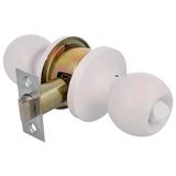 Amig - Kogelknopset, noodstopsysteem voor buiten en binnenslot, 60/70 mm deursluiting, vierkante rand, messing, wit, binnendeur 35 tot 45 mm