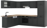 Vicco Hoekkeuken R-Line, Antraciet landhuis/Antraciet, 287 x 227 cm, WB Eik