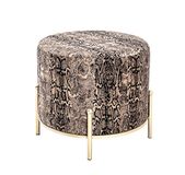 HAKU Kruk goud, motief, MDF, metaal, textielstof - Maat: H 40 cm x Ø 48 cm, Stijl: Art Deco
