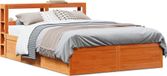 Maison Exclusive - Cadre de lit avec tête de lit marron foncé, 140 x 190 cm, pin massif