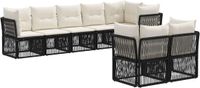 vidaXL Tuinbank - Set - 8 - st - Zwart - poly - rattan