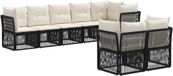 vidaXL Banc de jardin - Set - 8 - pièces - Noir - poly - rotin