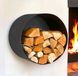 DanDiBo Étagère à bois pour poêle, intérieur, métal, noir, rond, fixation murale, 50 cm. Étagère à bois avec panneau arrière, modèle 96433.