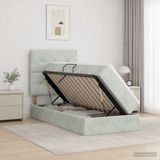 vidaXL Opslag bed met matras Lichtgrijs 100 x 200 cm Fluweel