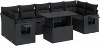 vidaXL 8-delige Loungeset met Kussens Poly Rattan Zwart