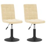 VidaXL Eetkamerstoelen draaibaar 2 st fluweel crèmekleurig