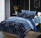 Bol Moderne Velours Bleu Marbre Lit Linge Ensemble 135x200 cm Microfibre