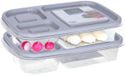 Storage Solutions Vershoudbakje/lunchbox - 2x - luchtdicht - 3 vakjes - lichtgrijs - kunststof - broodtrommel