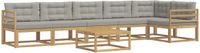 vidaXL - Buiten - bank - set - 7 - st - Wit - en - Lichtgrijs - Polyester