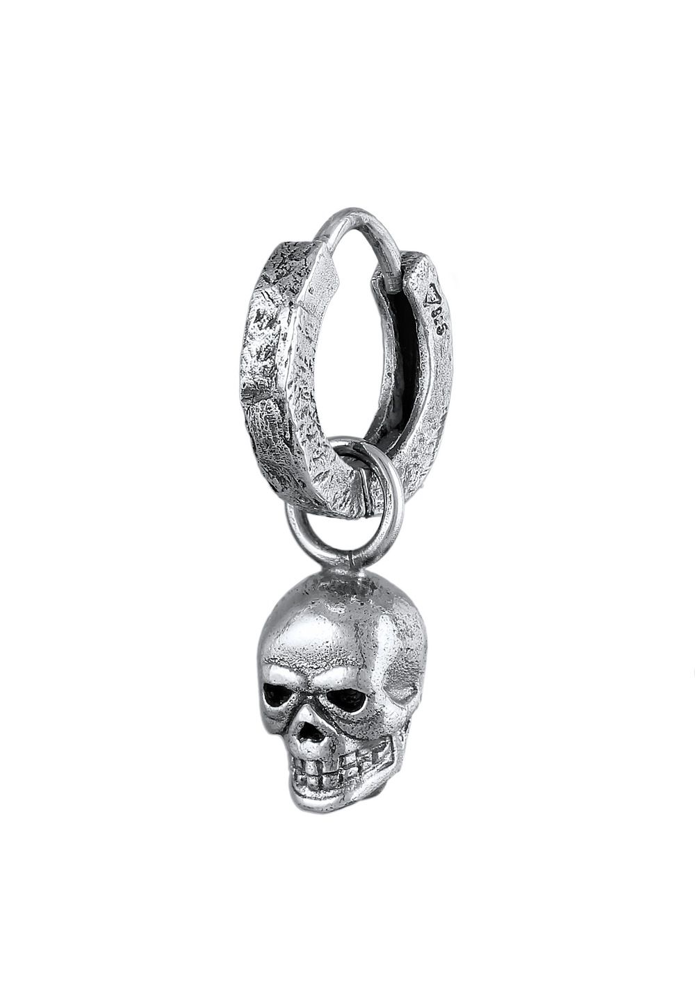 KUZZOI Heren Creolen - Doodshoofd Hanger - Zilver