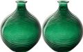 Jodeco Bloemenvaas/flesvaas - 2x - groen - bolvorm met ribbel - D16 x H20 cm