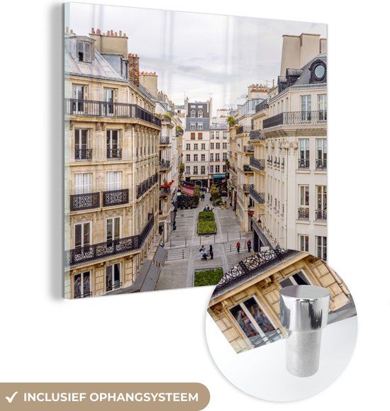 MuchoWow® Glass Painting 90x90 cm - Acrylic Glass Painting - Apartments in Paris - Photo on Glass - Paintings